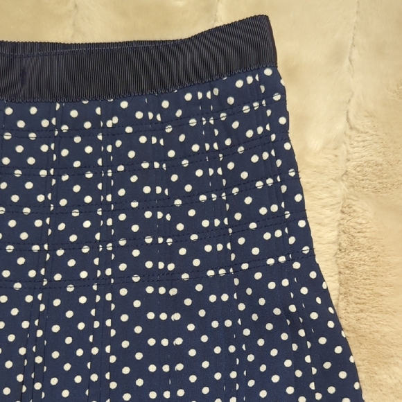 J. Crew Dark Blue Skater Skirt with White Dots - Picture 3 of 3